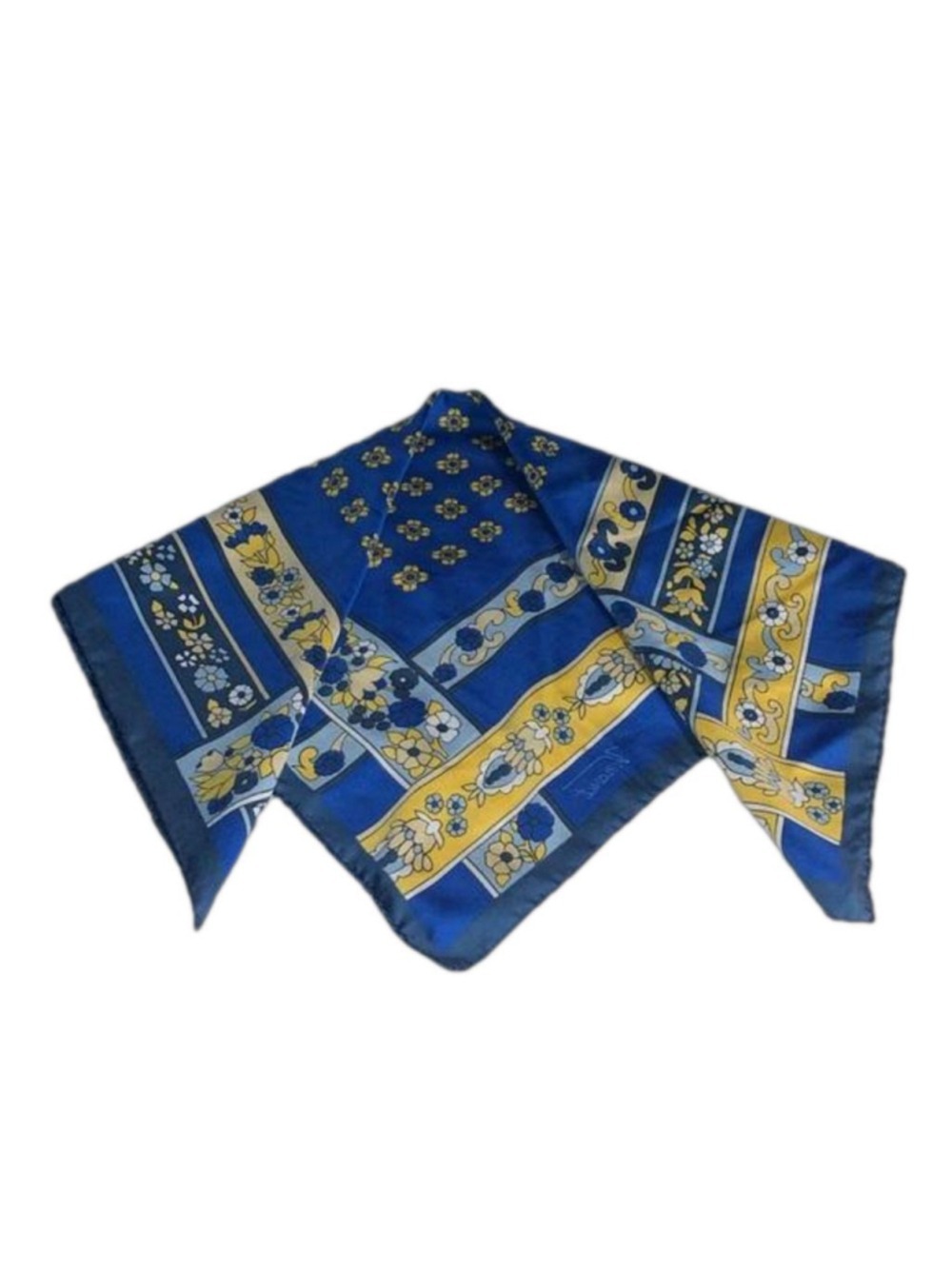 Vincent vintage blue and yellow square scarf